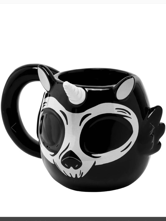 Killstar Other - Killstar Black and White Unicorn Skull Ceramic Mug